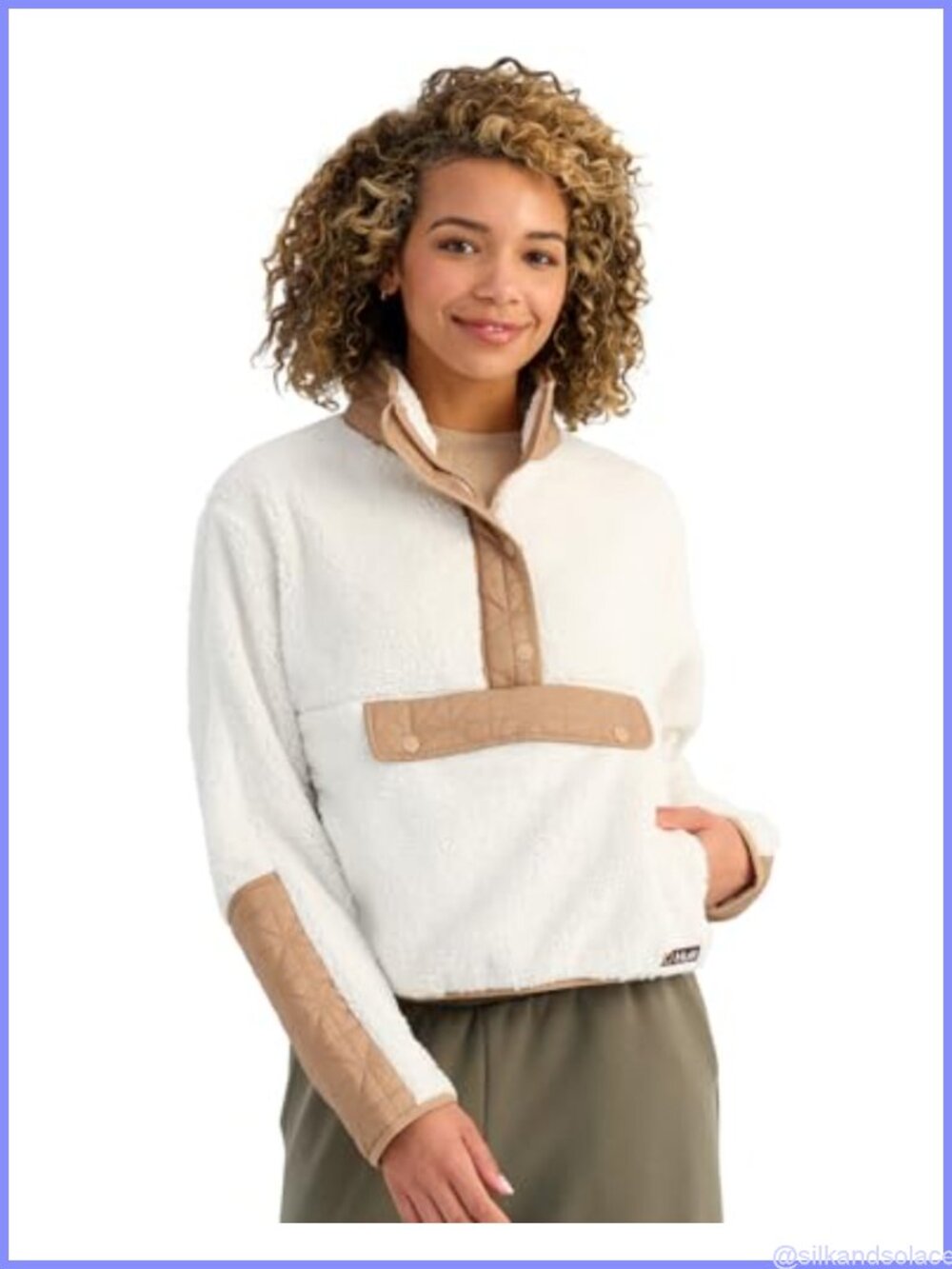 Plush Fleece 1/2 Zip Pullover Sherpa Quilted Collared Drop Pocket